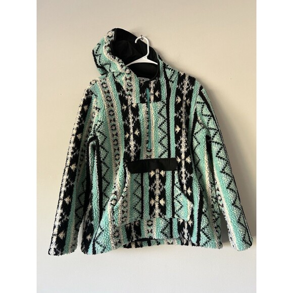 90s Streetwear Crazy Train Fiesta Deep Pile Fleece Hoodie Women’s Size Medium - Picture 1 of 10